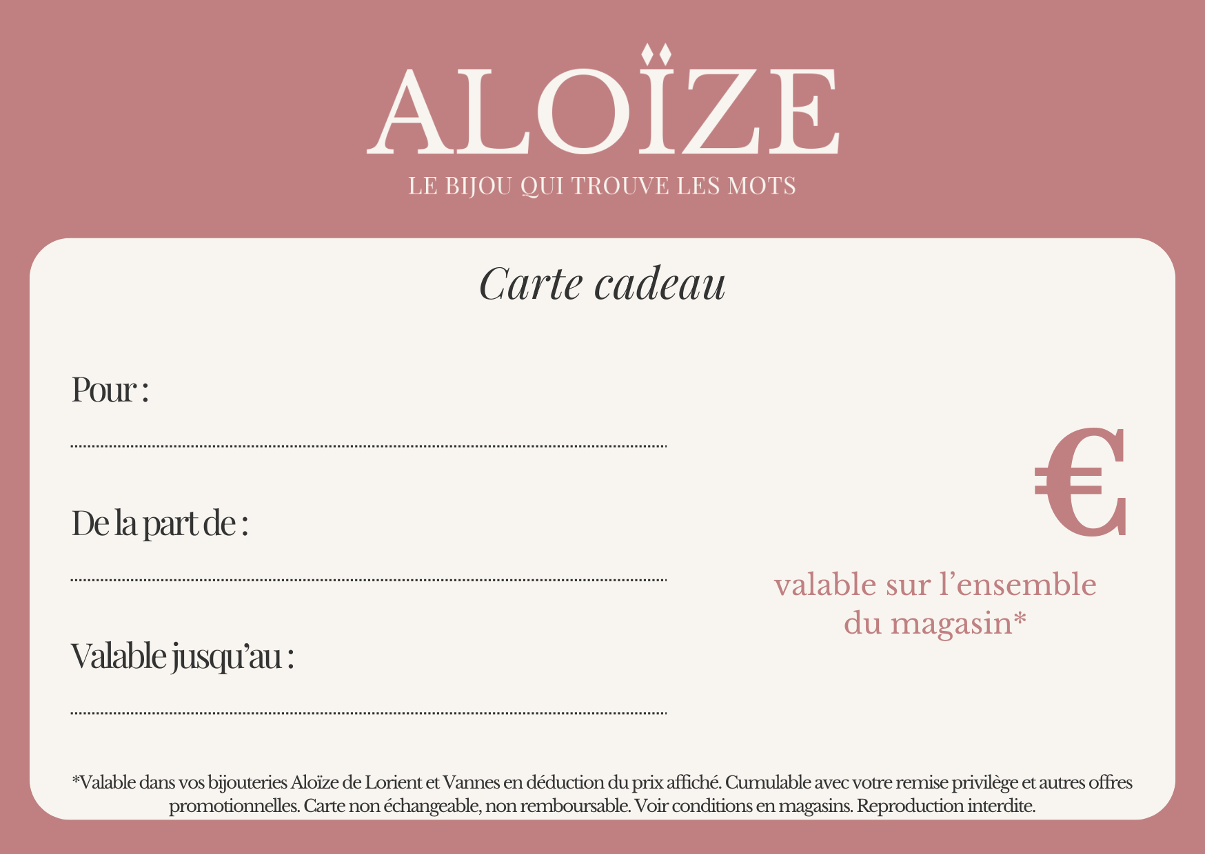 Carte Cadeau Aloïze