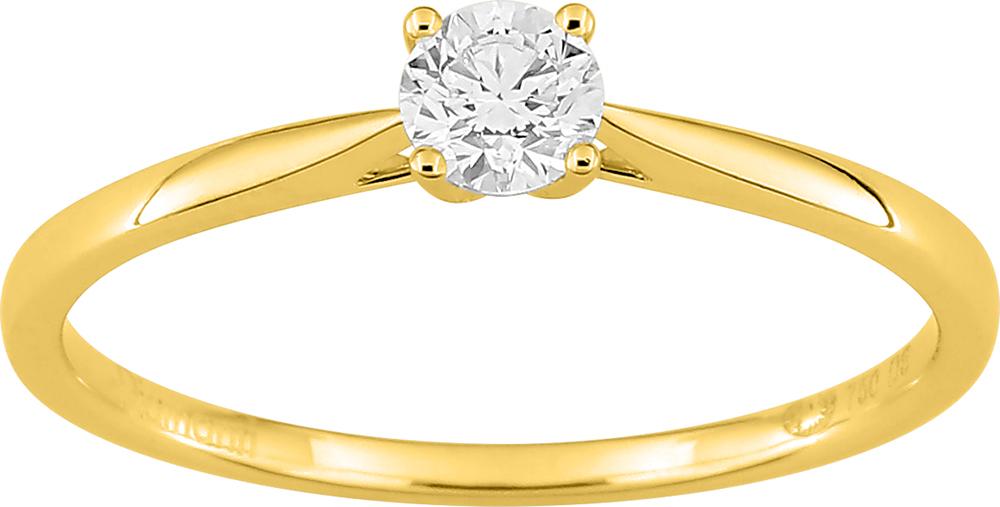 Bague Solitaire AU750 Zirconium – Or Jaune 18 Carats