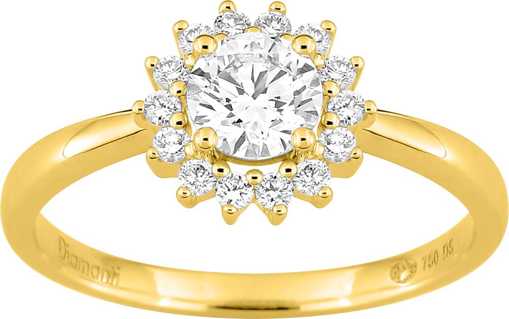 Bague Diamants synthétiques F-VS min. 0,68ct certifiée – Or jaune 750