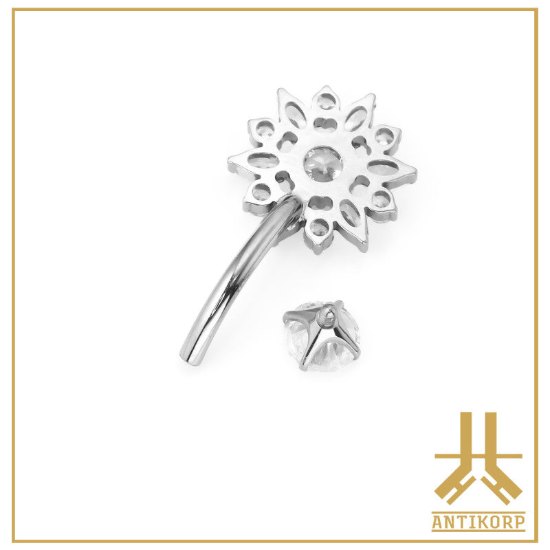 Piercing Nombril Titane 1.6x12mm Avec Or En Forme De Fleur
