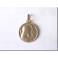Médaille Or Jaune 375M Vierge À L'Enfant Diamètre 15 Mm