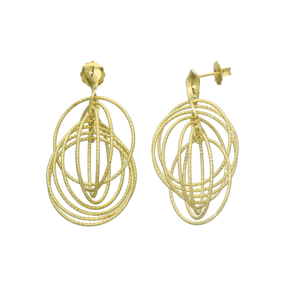 Boucles D'Oreilles Argent Doré Cercles Diamantés ORUS Bijoux