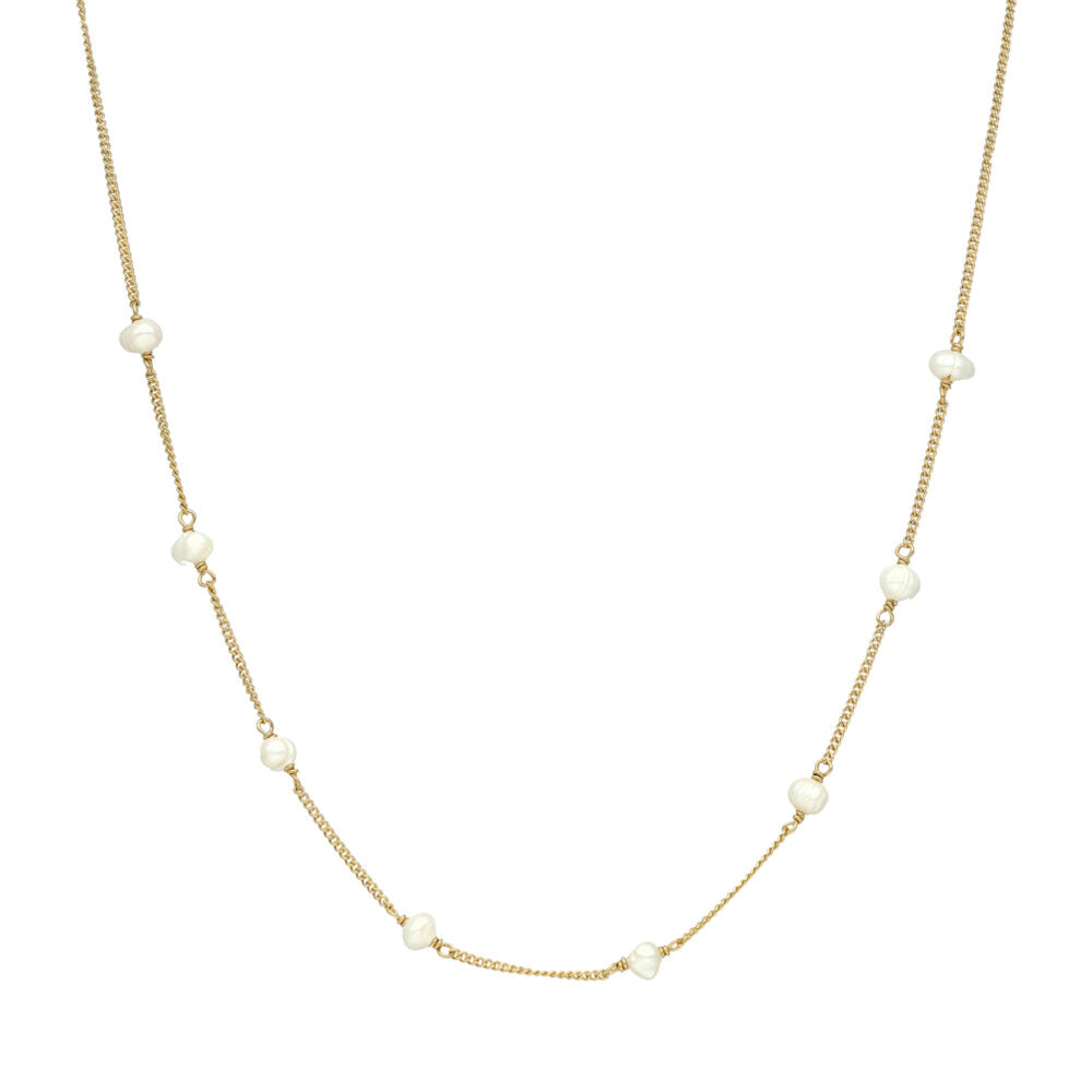Collier Argent Doré Et Perles Naturelles Vlanches Orus Bijoux
