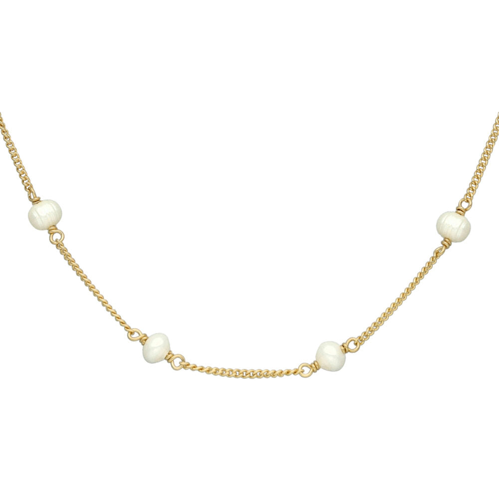 Collier Argent Doré Et Perles Naturelles Vlanches Orus Bijoux