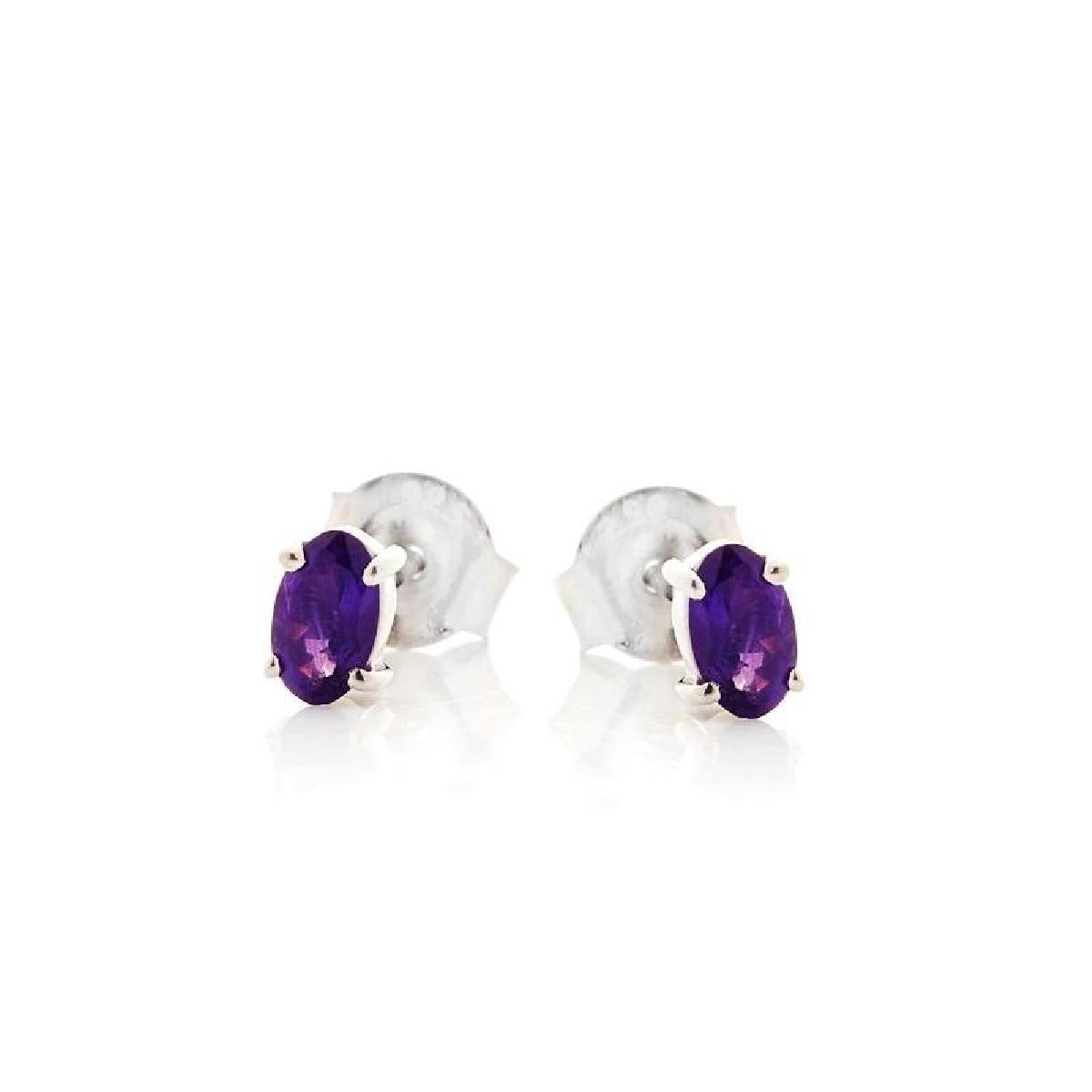 Boutons D'Oreille En Pierres De Couleur Améthyste Facettée Rondelle Transparente – Argent 925