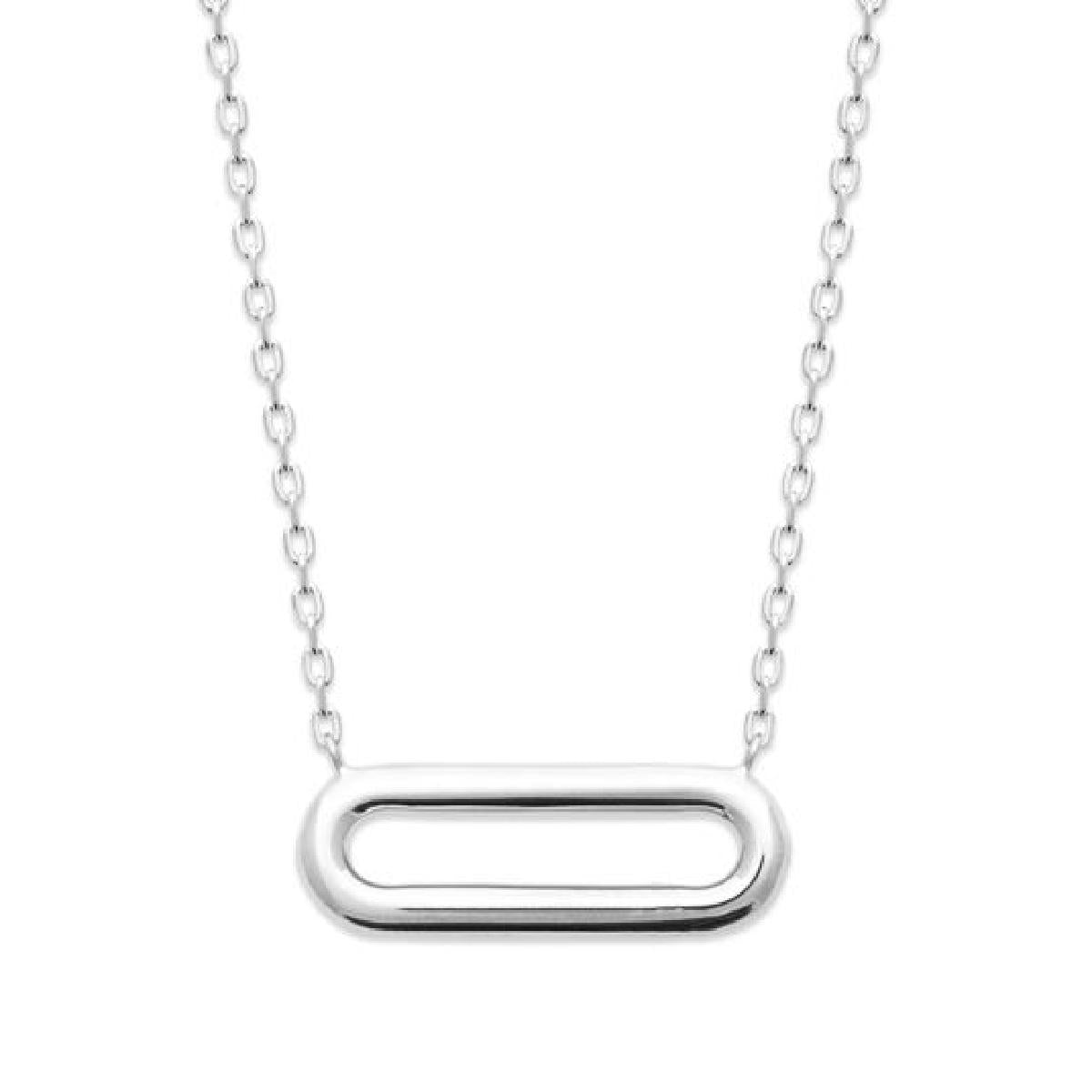 Collier AG925 – Argent Rhodié 925/1000, Longueur 45 cm Avec Anneaux Intermédiaires À 42 et 40 cm
