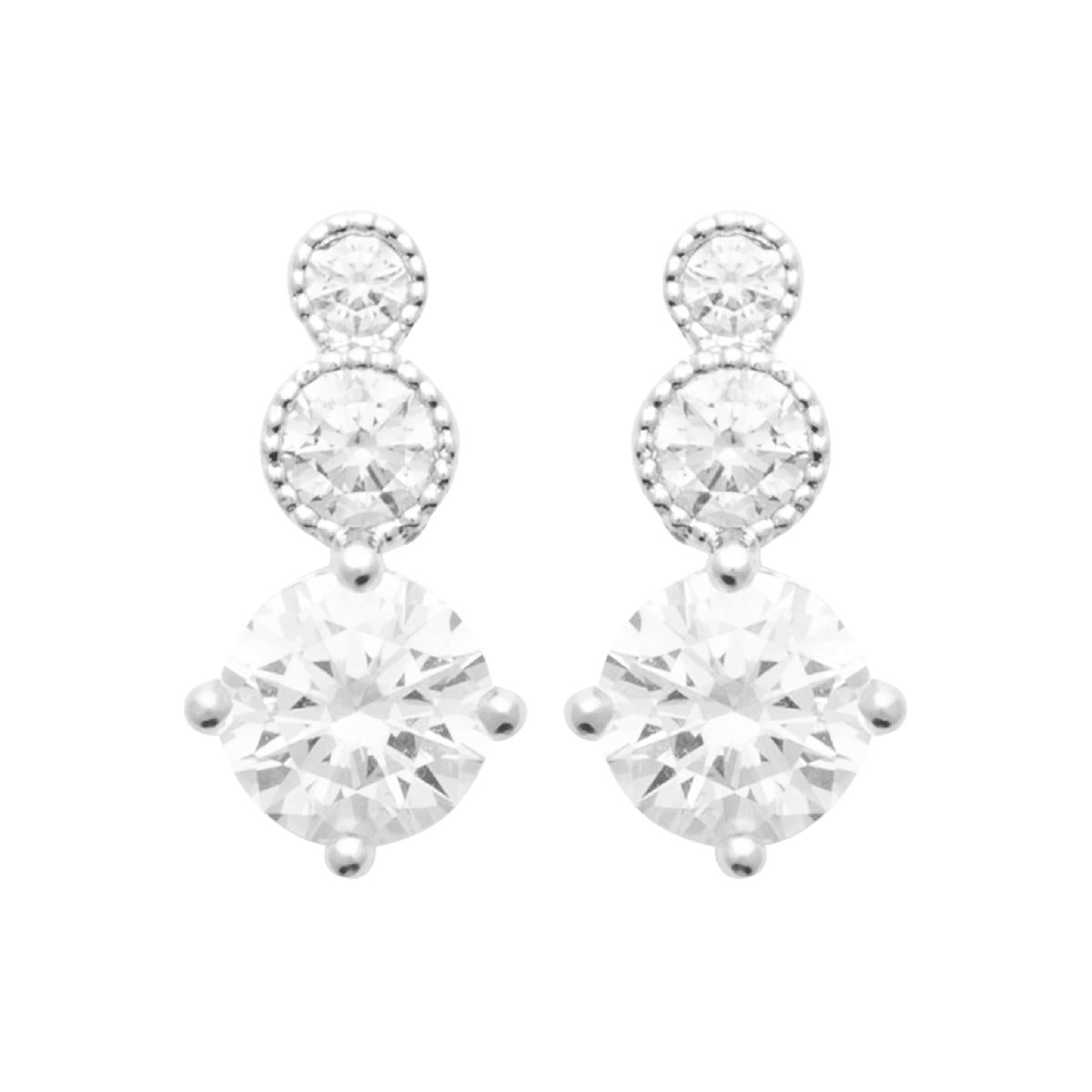 Boutons D'Oreille Pierres Blanches Calibrées - AG925 - Zirconium Pour Oreilles Sensibles