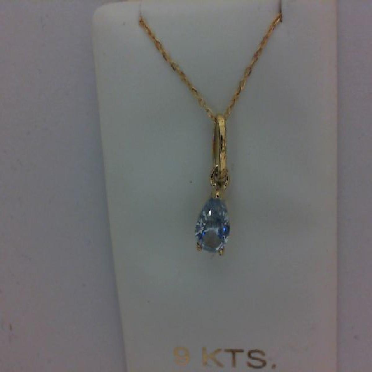 Collier simple AU375 Topaze bleue, pierres fines, chaîne fine, réglable - Or jaune 9 carats