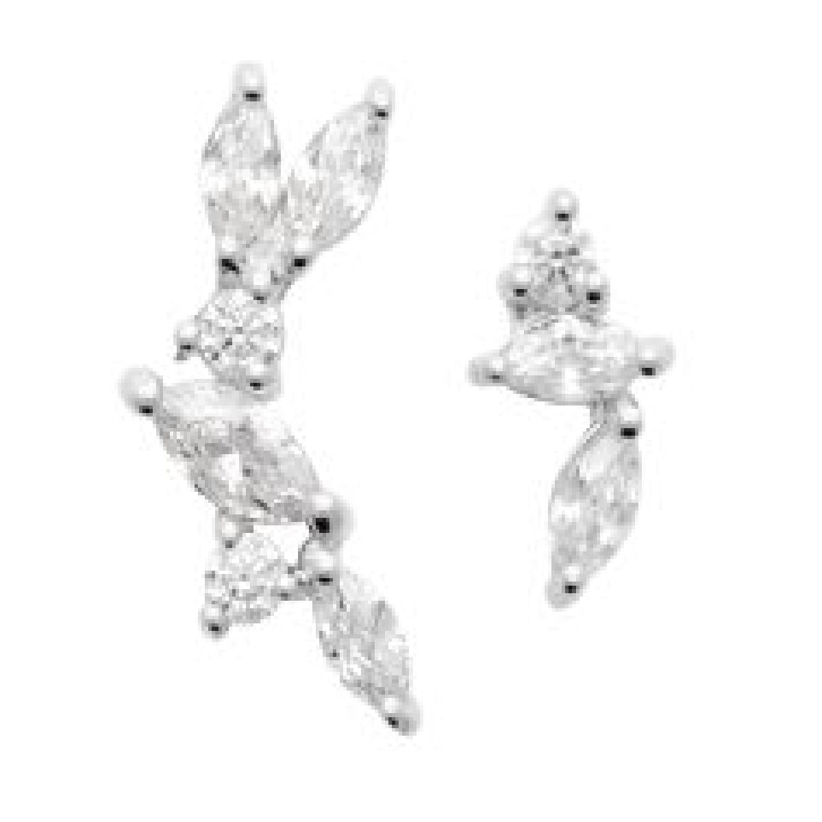 Boutons D'Oreilles À Pierres Blanches Zirconium Facettées Taille Brillante – Argent 925