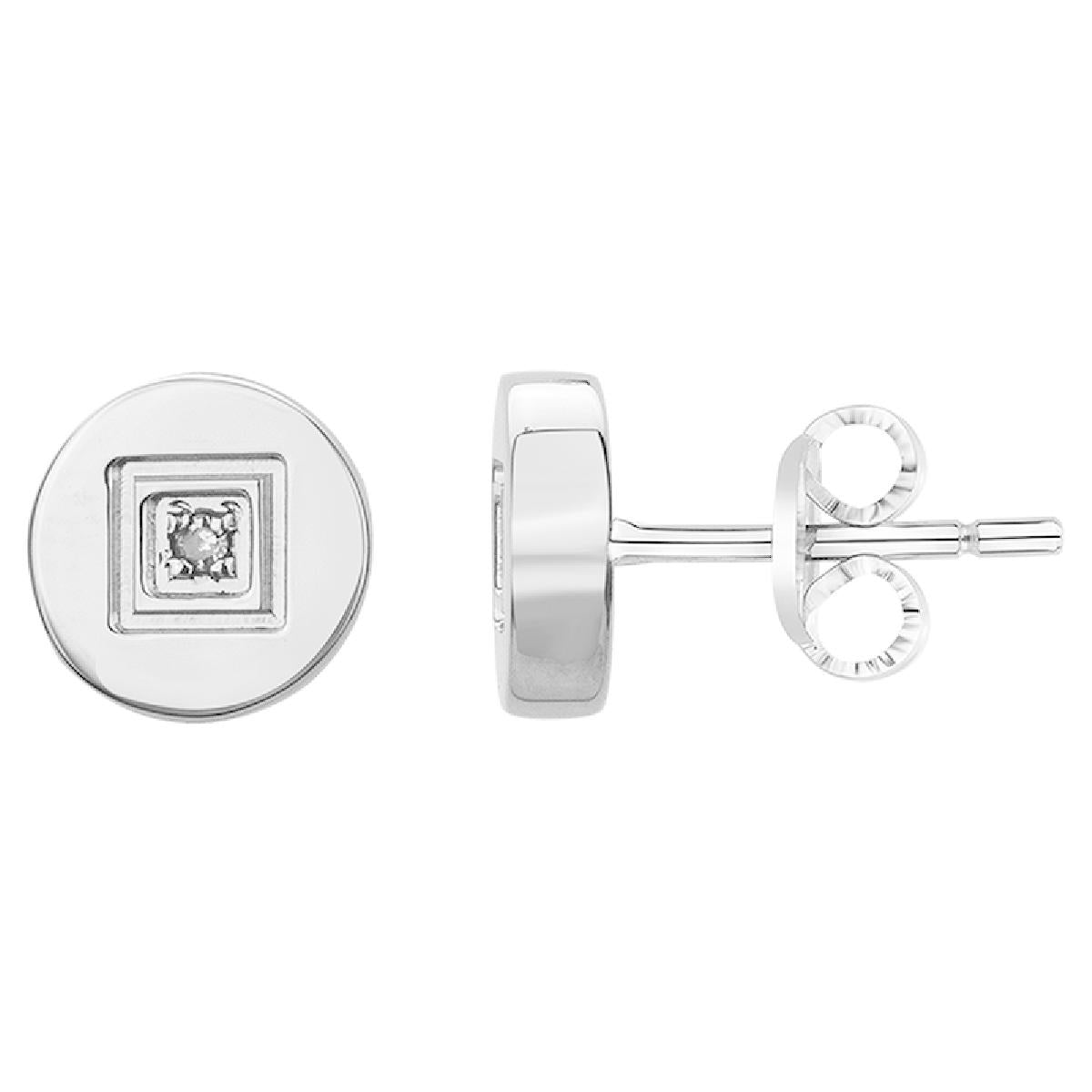 Boutons D'Oreille Pierres Blanches Et Diamant Taille Brillant – Acier Inoxydable
