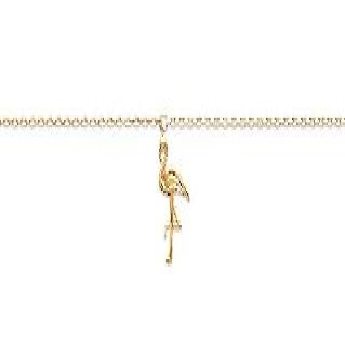 Chaîne de cheville Flamant Rose – Plaqué Or Jaune 3 microns Longueur 25 cm Fermoir Mousqueton