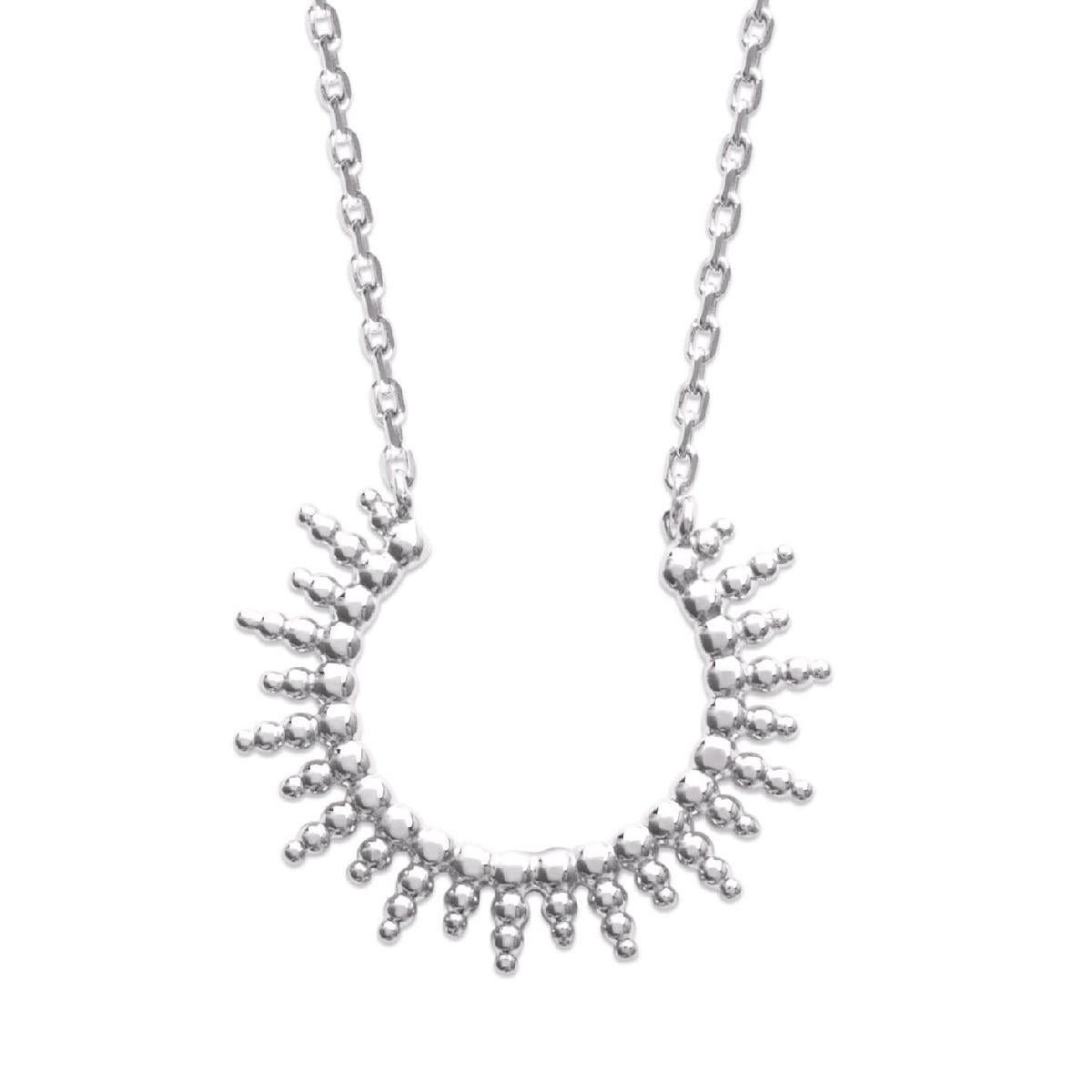 Collier Soleil Ouvert Gravé Version Longue Aloïze Collection – Argent Rhodié 925