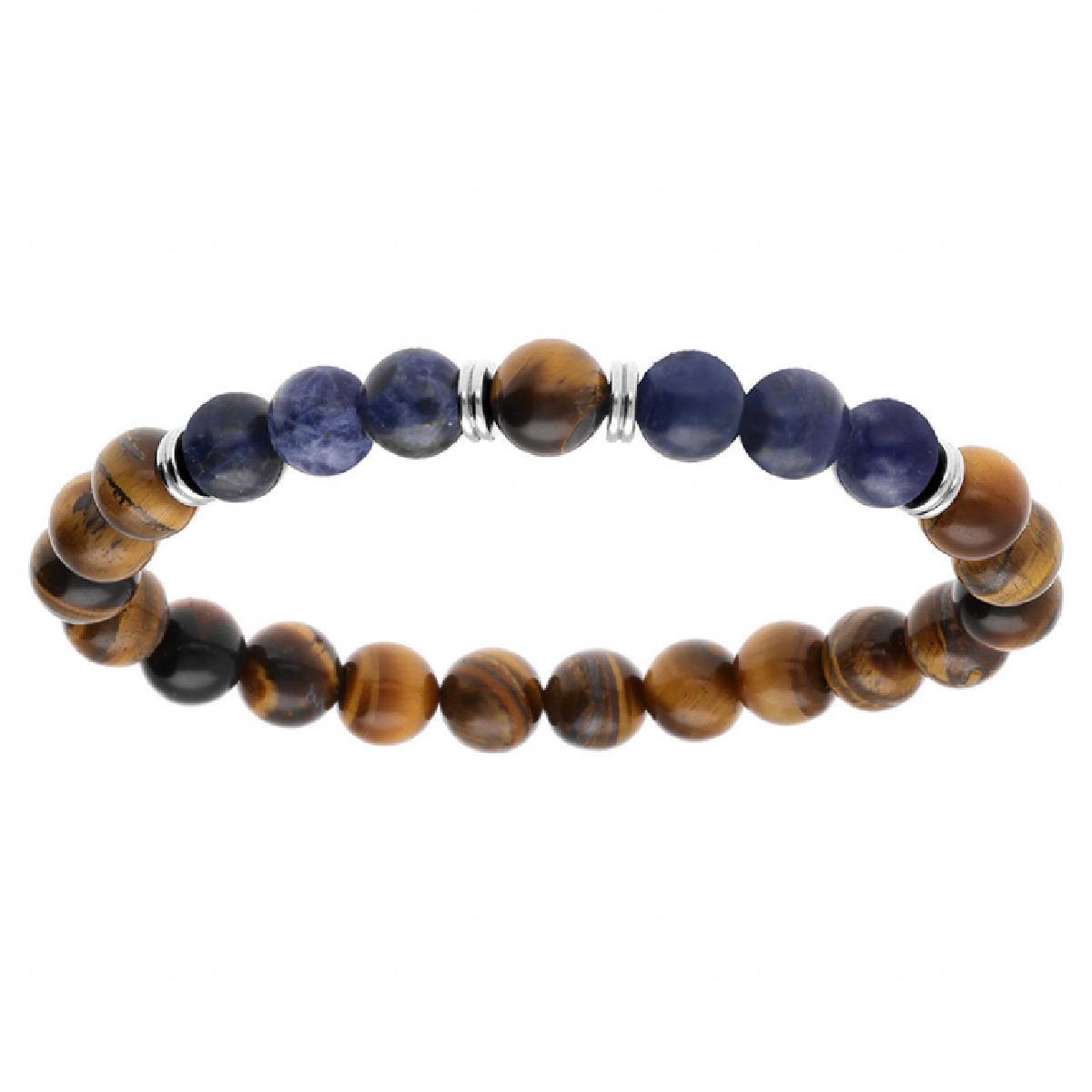 Bracelets Souples Aloïze Oeil de Tigre Coloris Ambre Longueur Réglable Et Gravable – Acier
