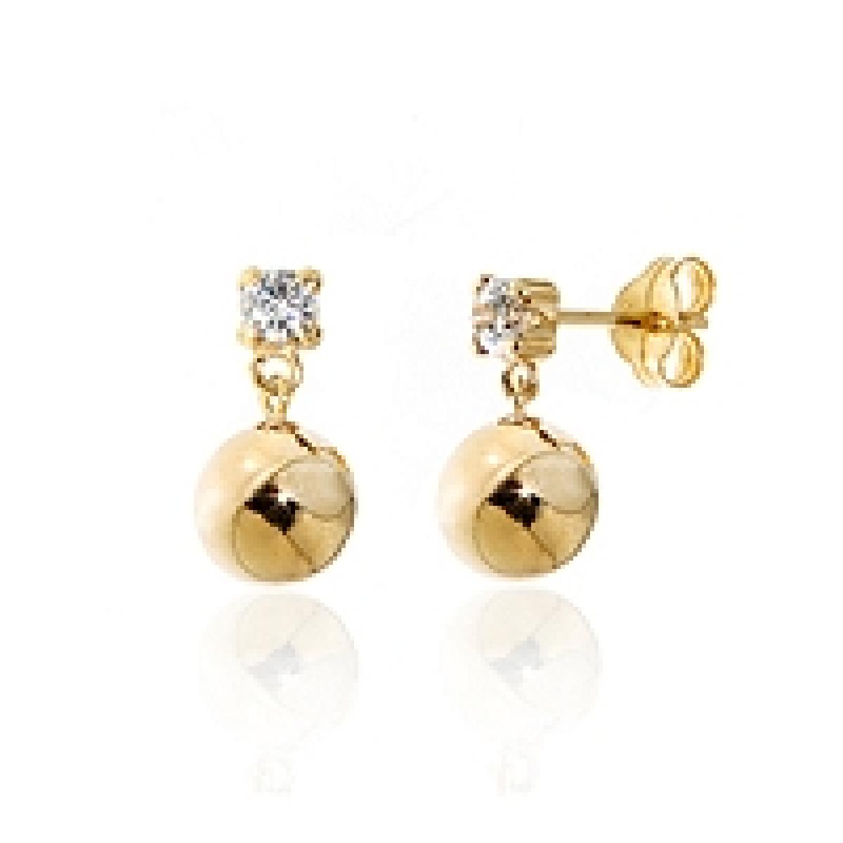 Créoles Dormantes PAM Blanc – Or Jaune 9 Carats Zirconium Finition Polie Pour Oreilles Sensibles