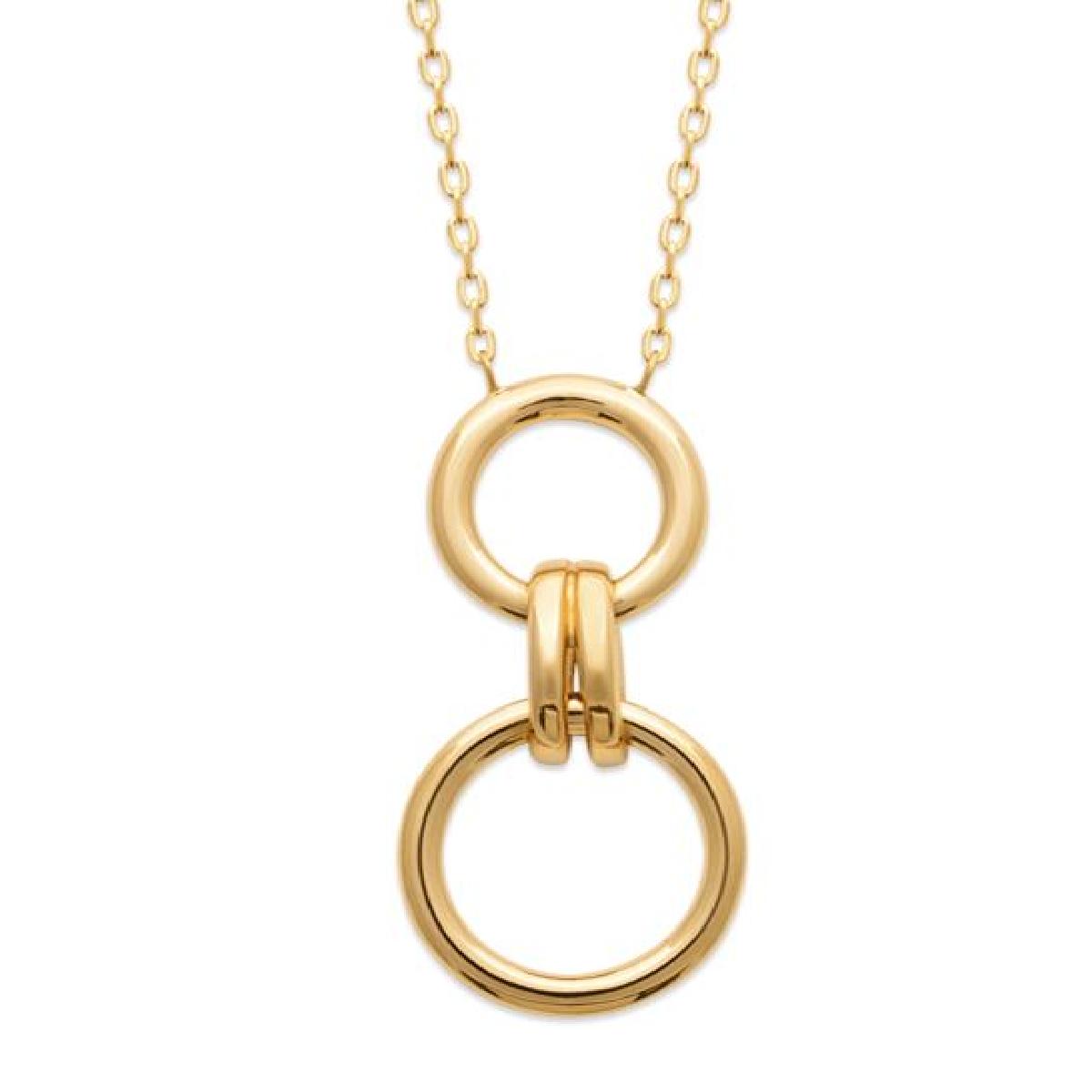 Collier Noeud Marin Double Cercles Mobiles À Finition Brillante Plaqué Or Jaune 750/1000