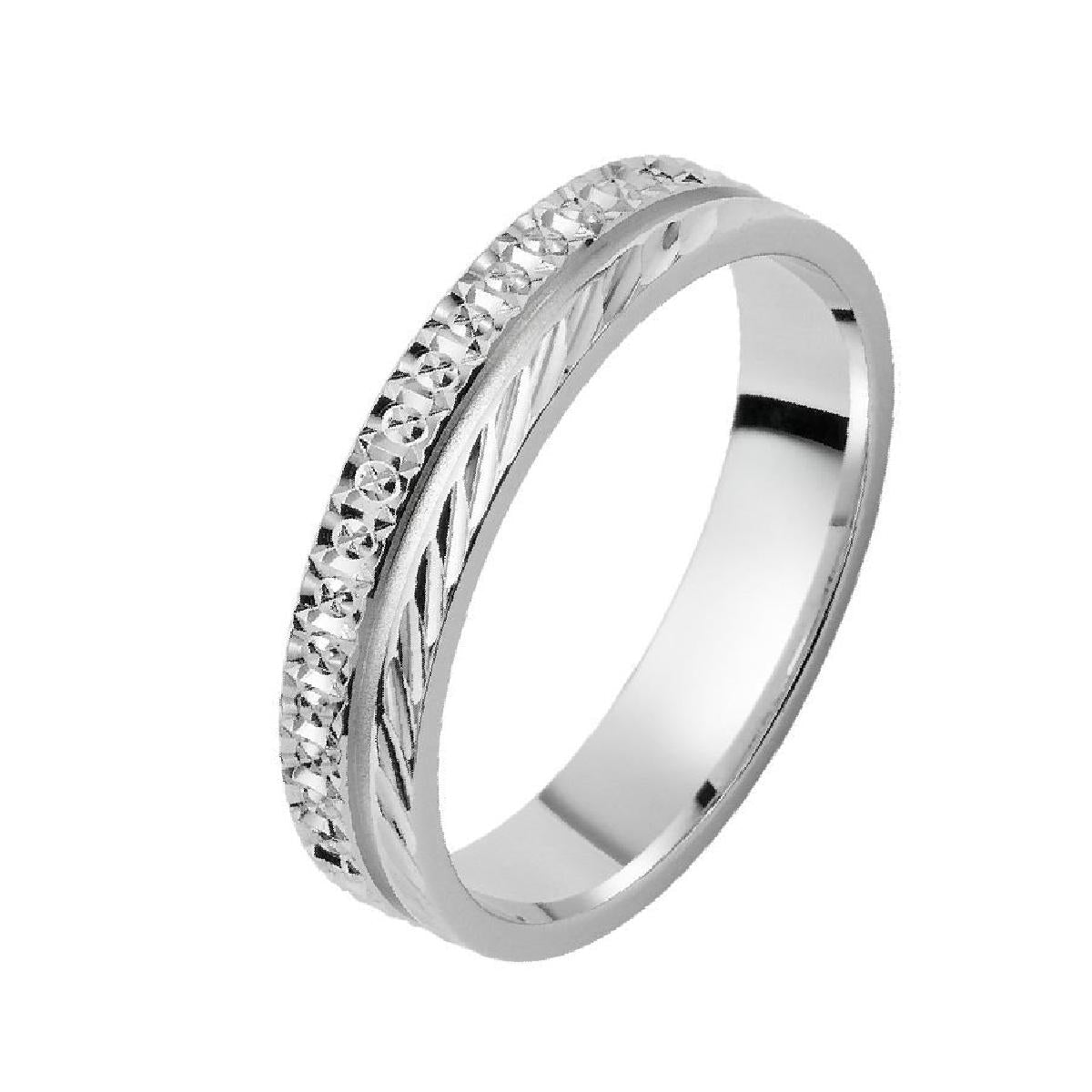 Alliances À Motifs Diamantés Et Rayés Design Moderne – Or Blanc Palladié 750/1000