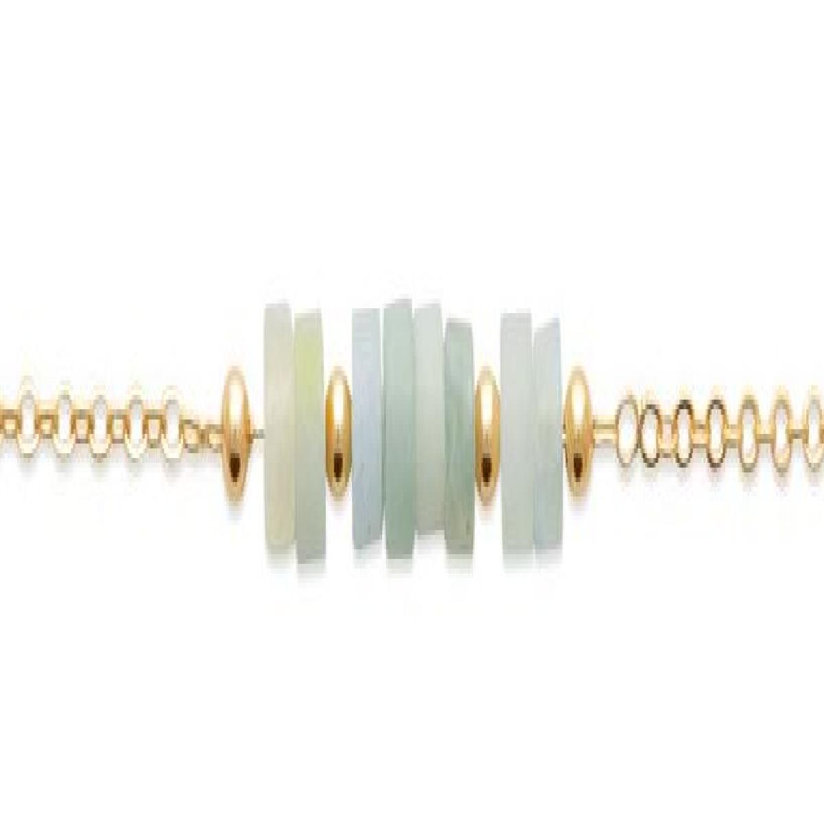 Bracelet ALOÏZE Amazonite Rondelles Ajustable Longueur 18 Cm Mousqueton Or Jaune 18 Carats