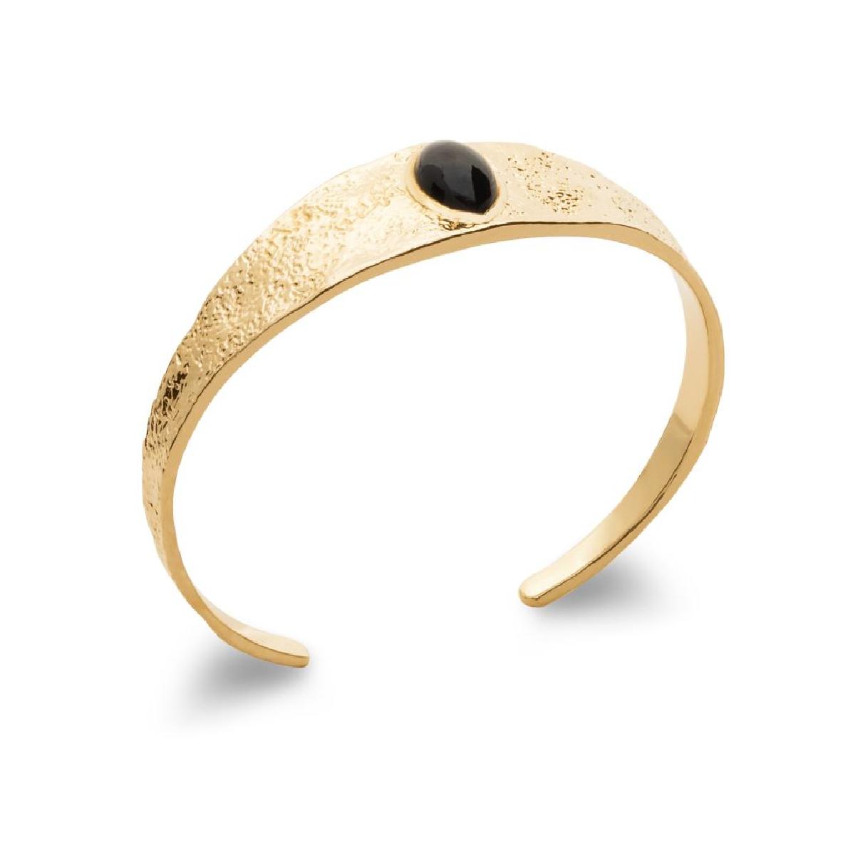 Jonc Évasé Martelé – Agathe – Plaqué Or Jaune 750/1000 Épaisseur 3 Microns Grainé