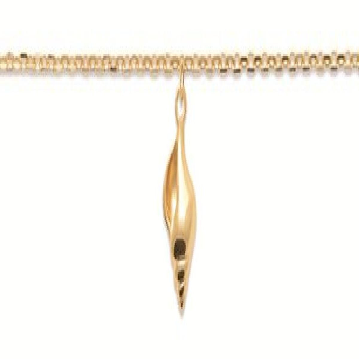Chaîne De Cheville Coquillage Pendentif Maille Forçat Longueur 25 cm Or Plaqué Jaune 18 Carats