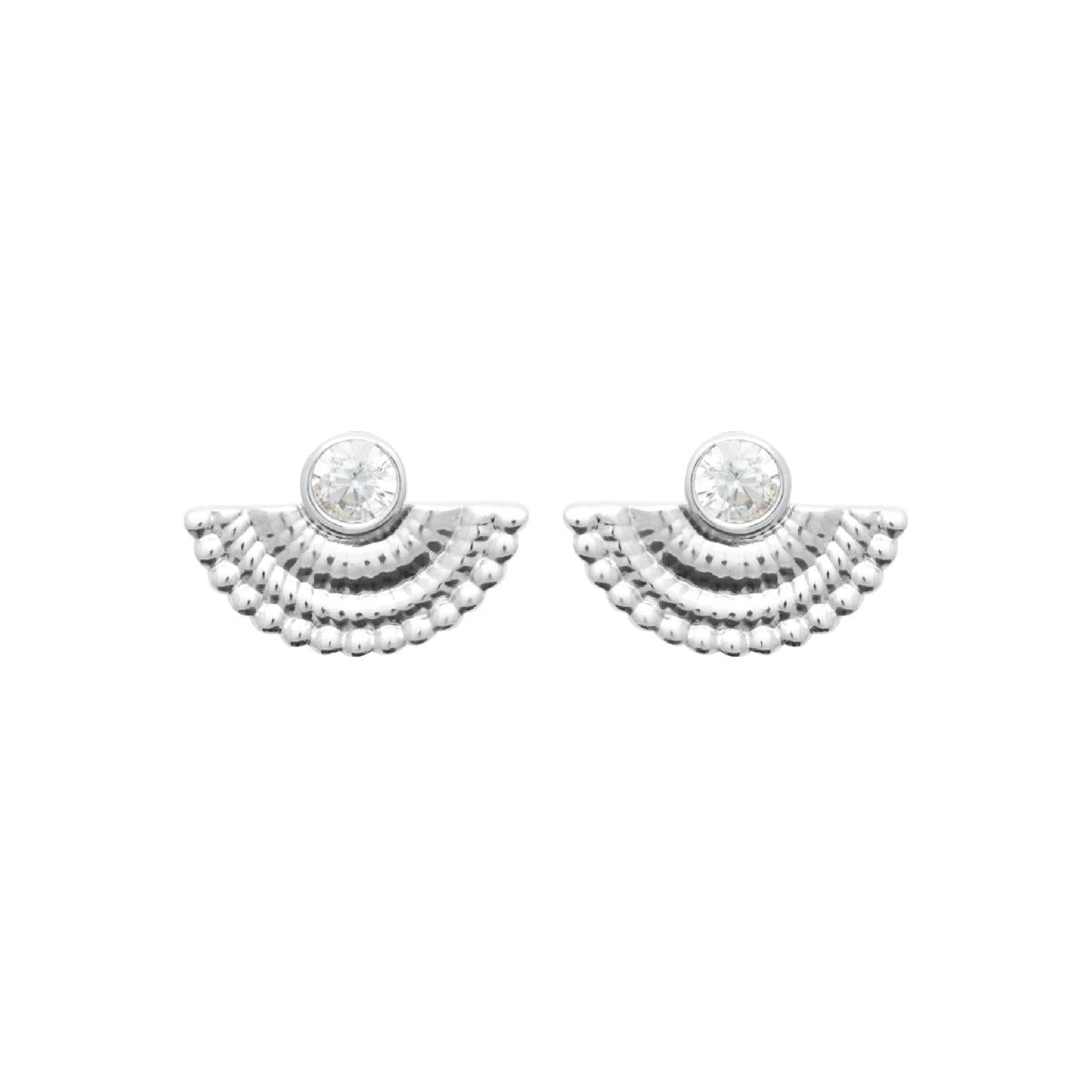 Boutons D'Oreilles Pierres Blanches Serties Et Montés Finement – AG925 – Zirconium