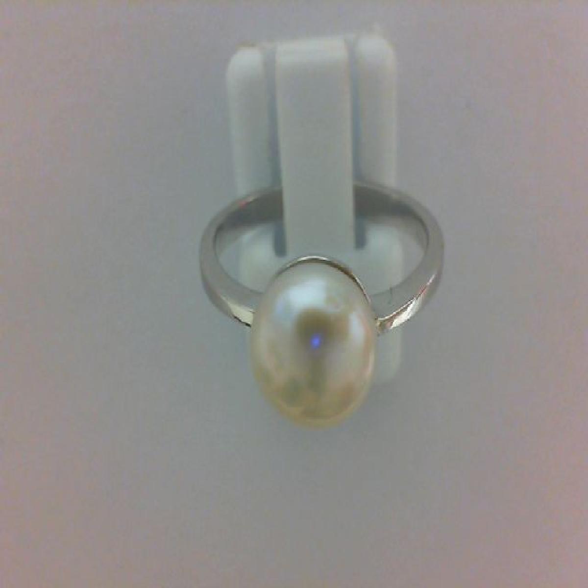 Bague AG925 Argent Rhodié Avec Perle De Culture 8/8.5 mm Tailles 52 À 58 Style Classique