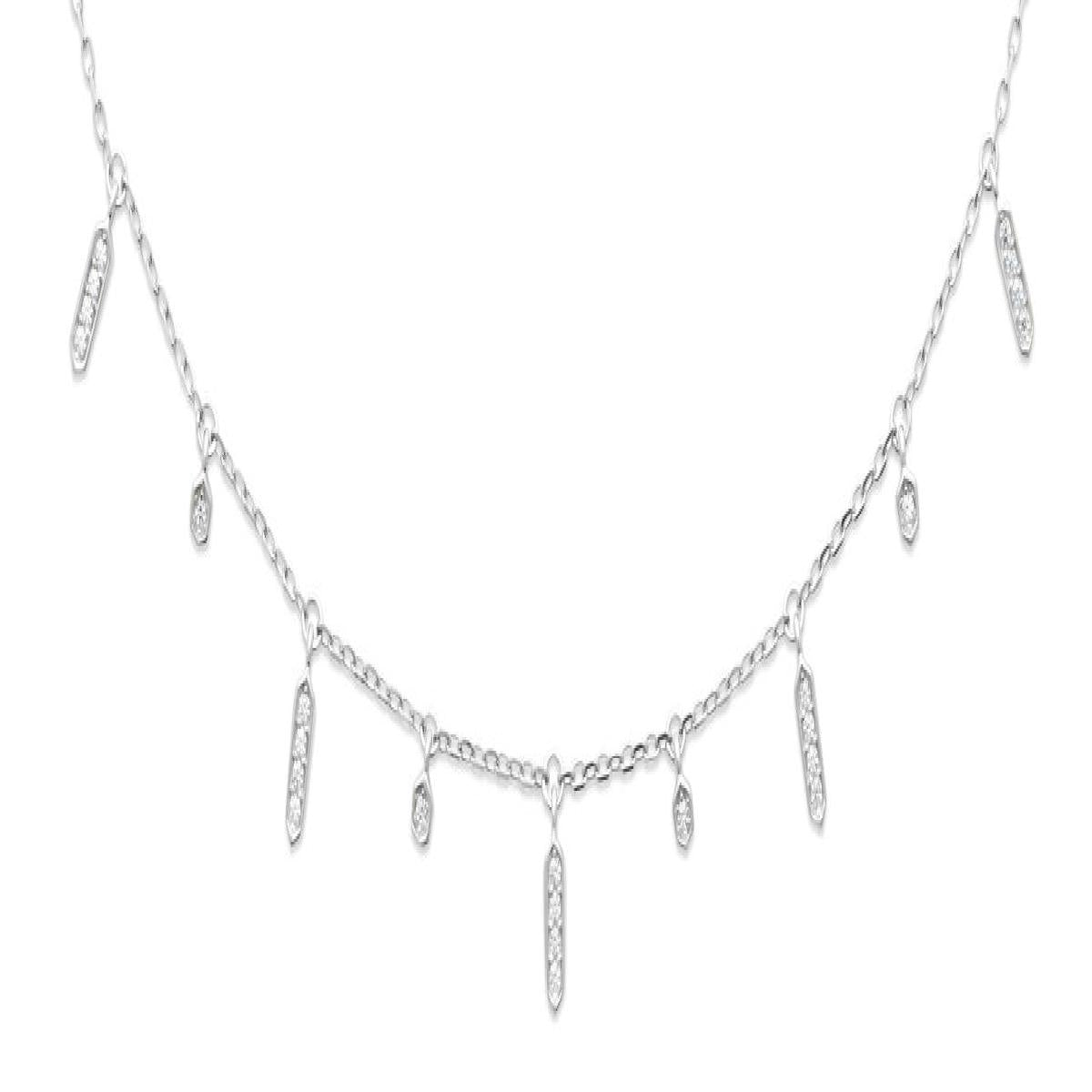 Collier Simple P. Blanches Zirconium Collection ALOÏZE Longueur Réglable – Argent 925