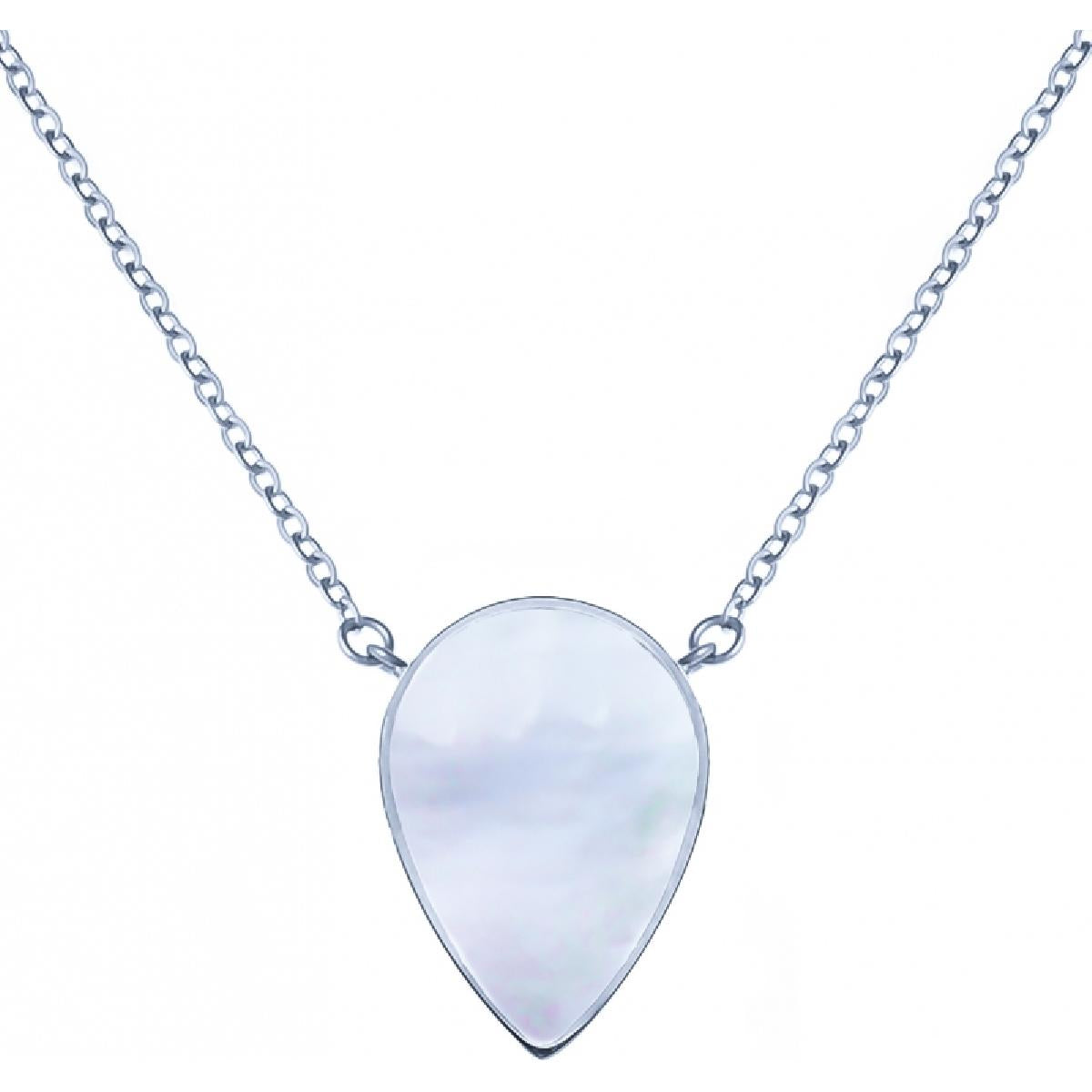 Collier Goutte Inversée – Acier Inoxydable Et Nacre Naturelle Teintes Variables Selon Pièce