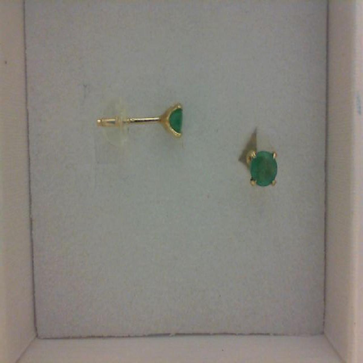 Boutons D'Oreille En Pierres De Couleur À Monture Fine Et Polie – AU375 – Emeraude