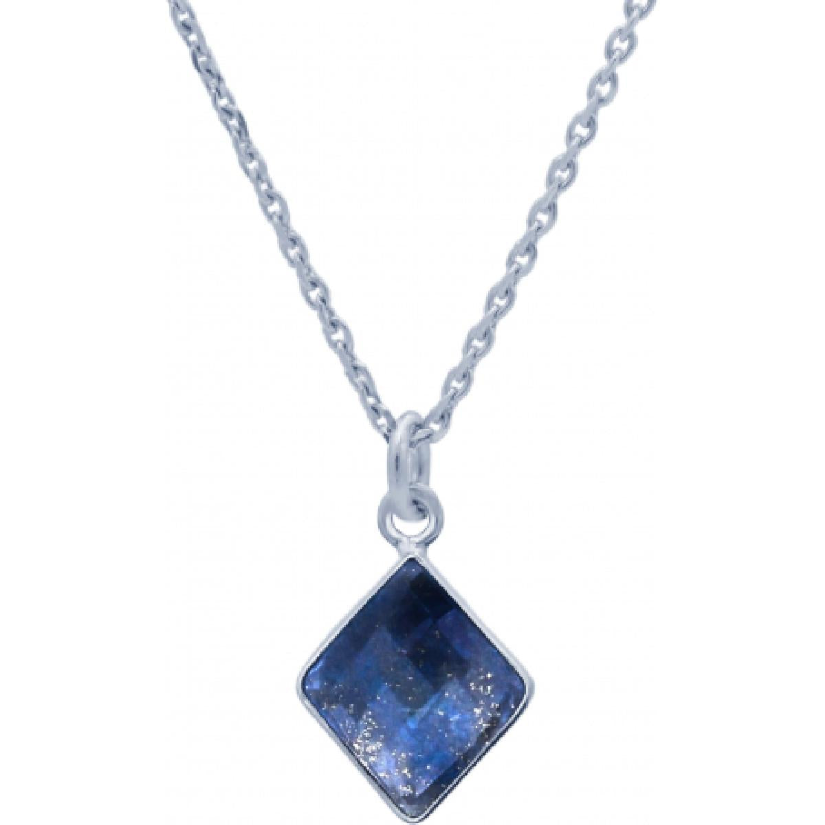 Collier simple Lapis Lazuli Cabochon Rond Taille Fine Et Couleur Bleu Profond Travail Artisanal – Argent 925