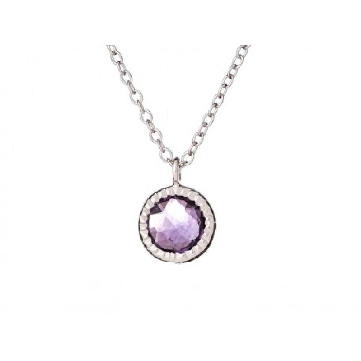 Collier Simple +P. Couleur Longueur Réglable et Diamètre Ajustable – Argent 925 Améthyste