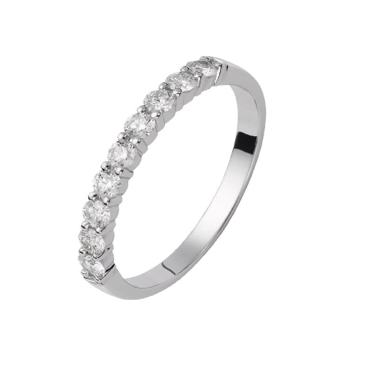 Alliances Avec Diamants Brillants 0,405 Carats 9 Pierres Serties À Griffes – Or Blanc Palladié 750/1000