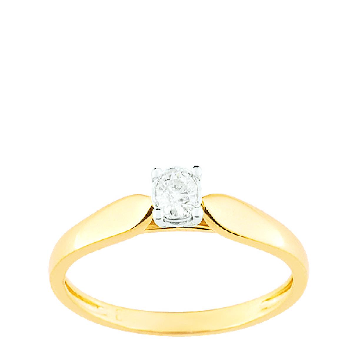 Bague Solitaire ALOÏZE Fine Or Jaune AU375 – Diamant Taillé Taille Brillant Sertie