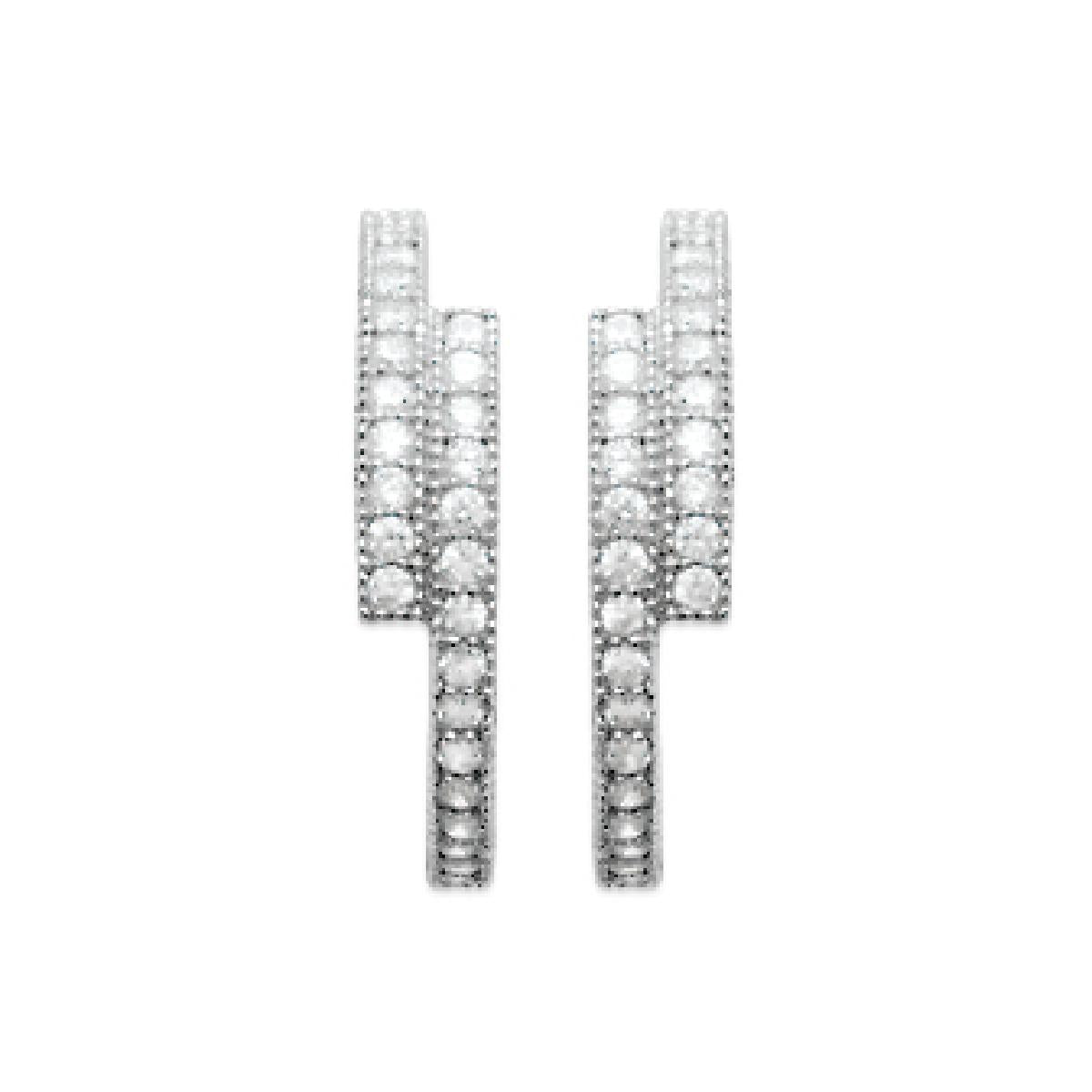 Boucles d'oreilles AG925 Argent Rhodié 925/1000 avec Oxydes de Zirconium Microserties