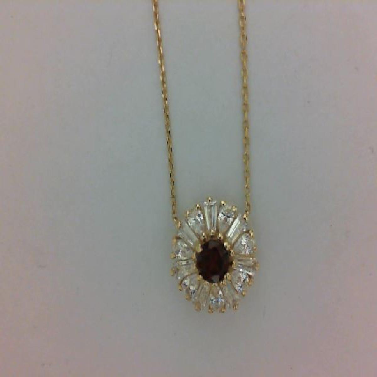 Collier Simple ALOÏZE AU375 Grenat Or Jaune 9 Carats, Chaîne Fine Réglable Serti à Griffes