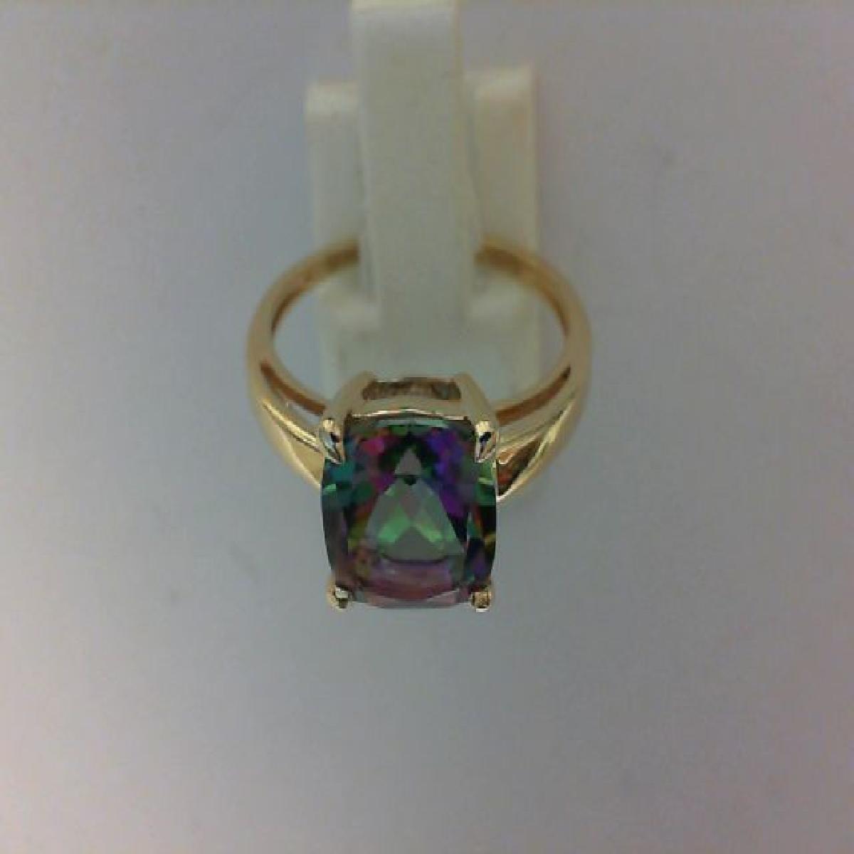 Bague solitaire Pierre de couleur cabochon sertie centrale – Or jaune 18 carats