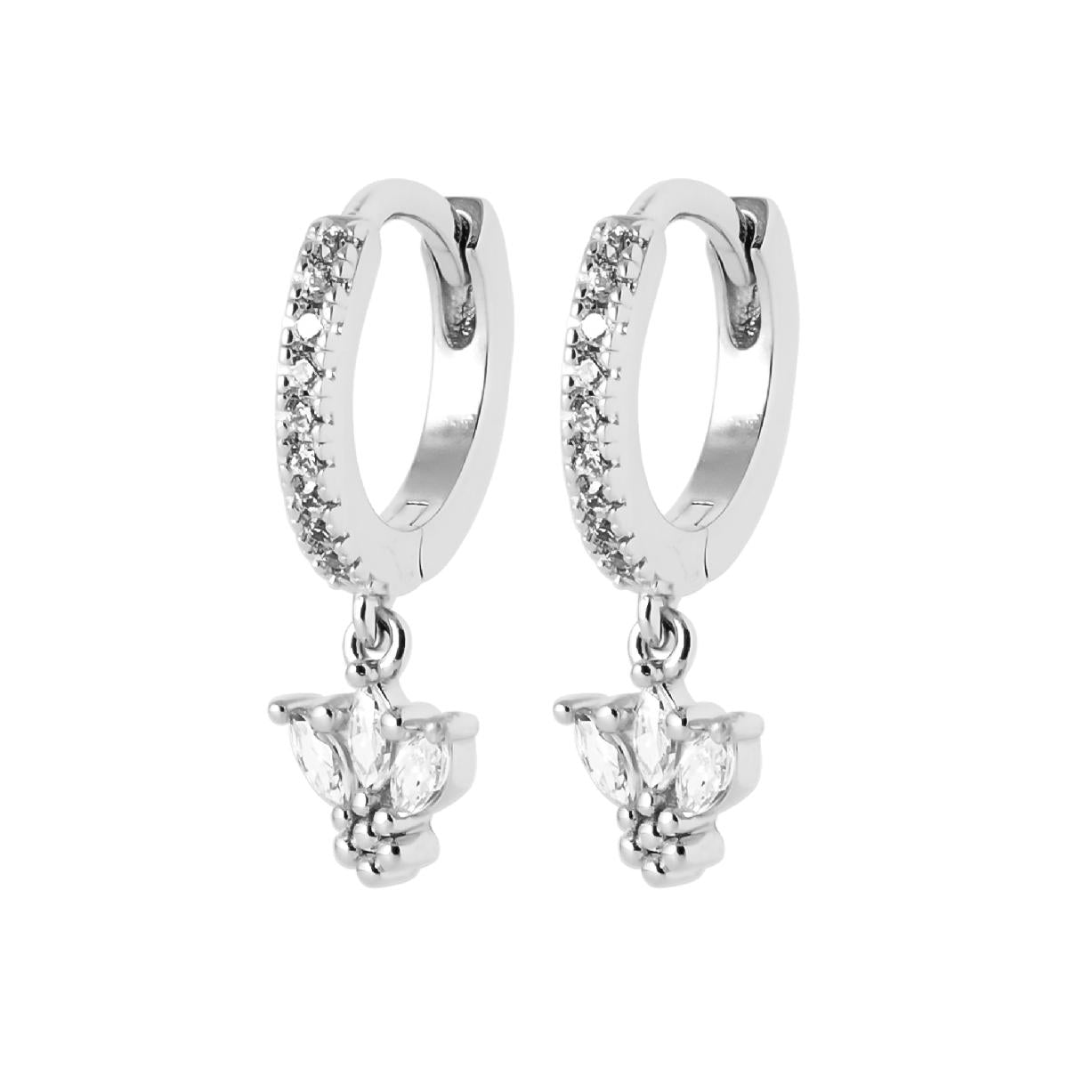 Créoles Dormantes PAM Blanc - Argent 925 et Zirconium, Monture Sphérique et Finition Polie