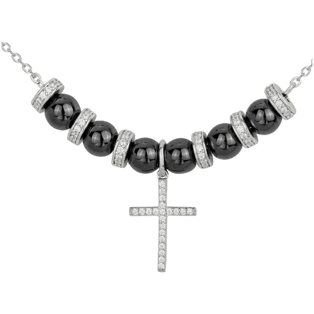 Collier Céramique et Argent Modèle Vierge Marie Gravé et Serti Finement – Zirconium