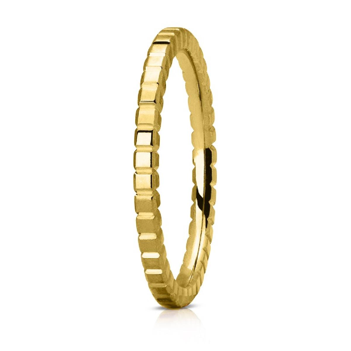 Alliances à Motifs Gravés et Polissage Brillant et Finition Satinée – Or Jaune 18 Carats