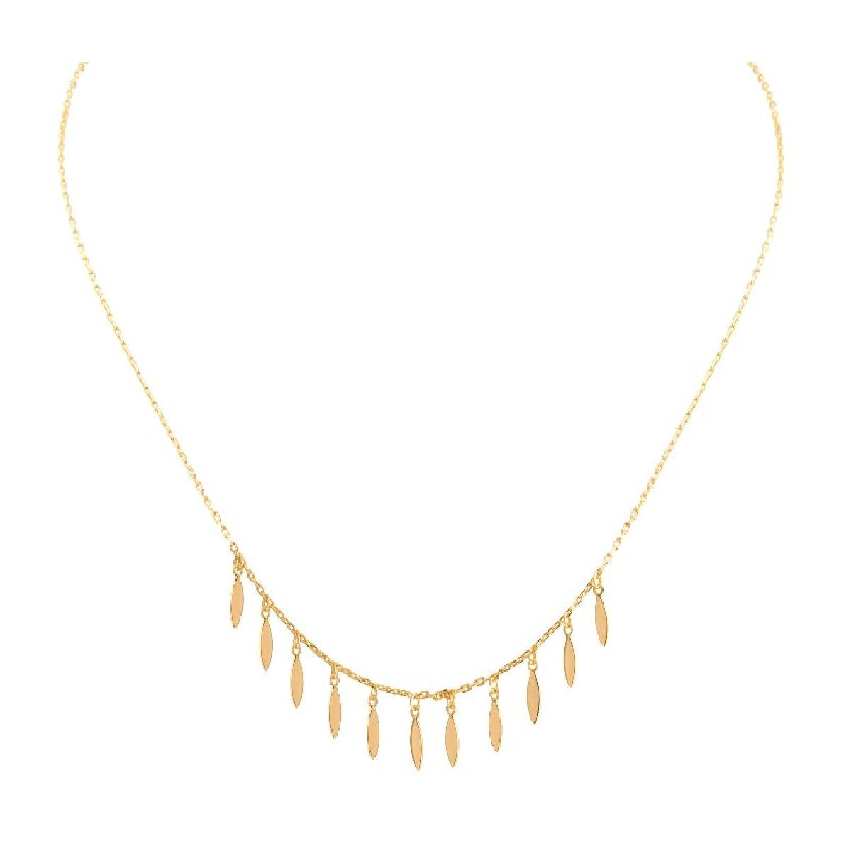 Collier Pampilles Mobiles Maille Forçat – Plaqué Or Jaune 3 Microns Et Fermoir Mousqueton 45 Cm