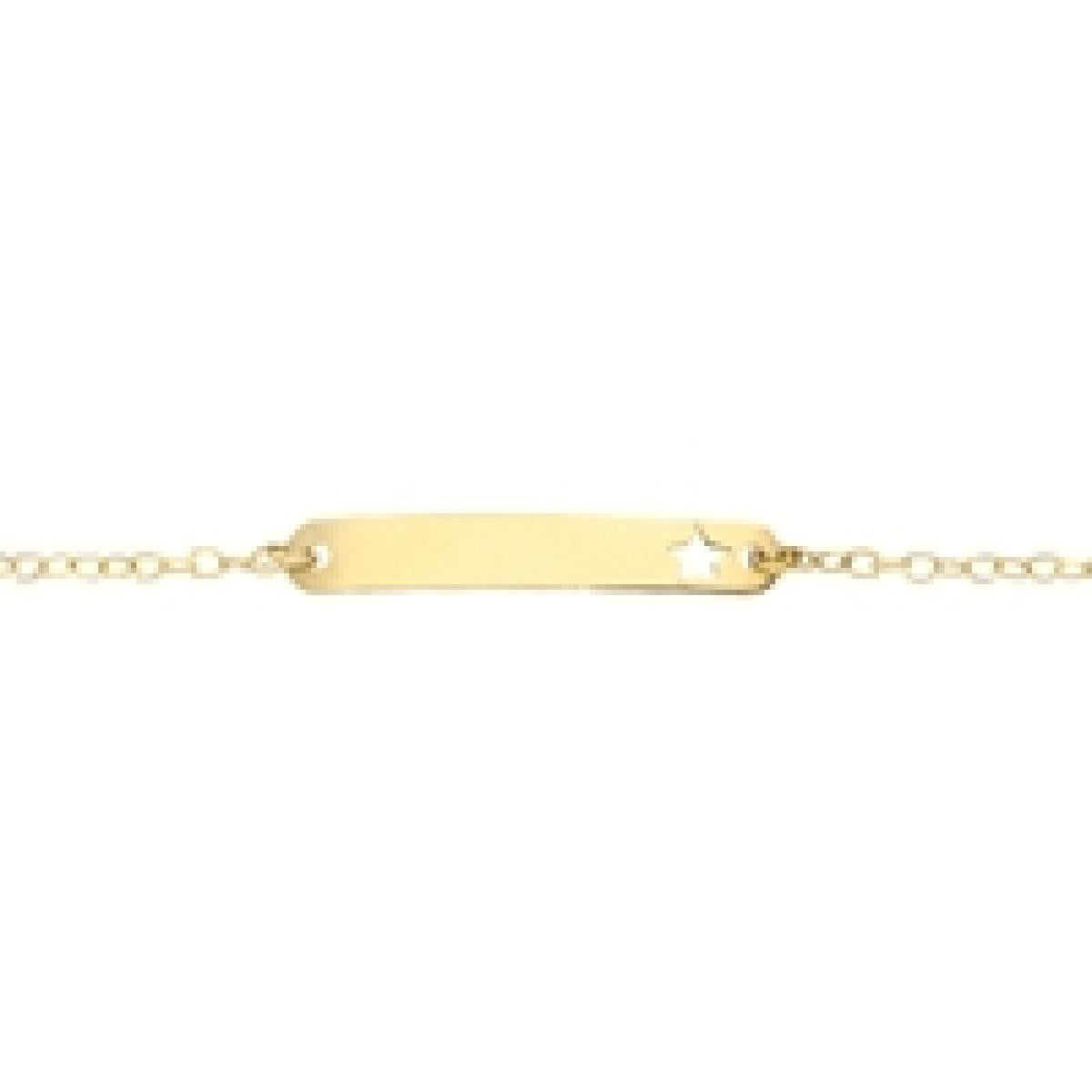 Gourmette Gravable Pour Poignet Enfant AU375 Or Jaune 375 Chaine Forcat Ajustable