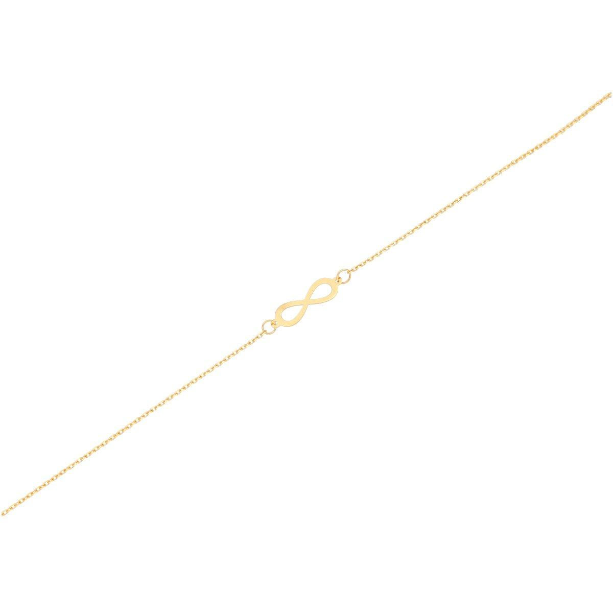 Bracelet Forçat Infini Plat Fin Motif Longueur 19 Cm Classique Or Jaune 375/1000