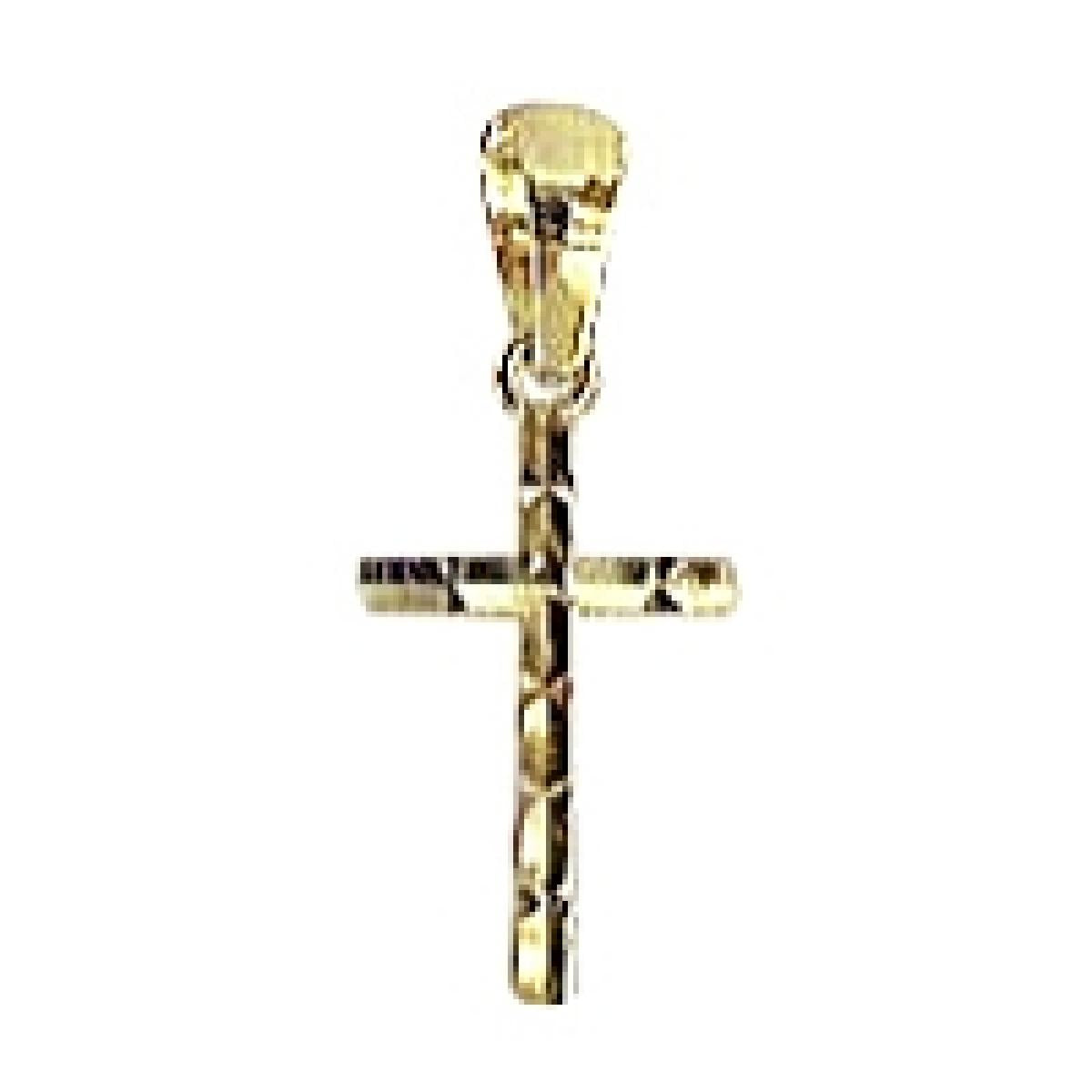 Croix en or jaune 375/1000 effet diamanté 15 x 10 mm