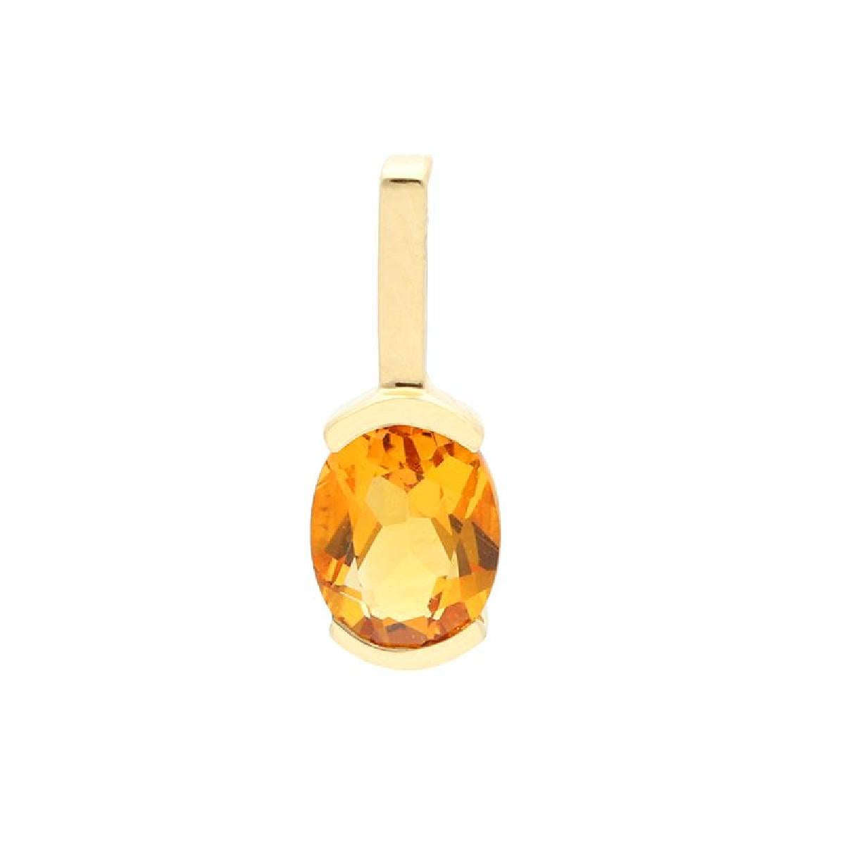 Pendentifs Citrine Ovale Naturelle Sertie Avec Précision Et Finitions En Or Jaune 18 Carats