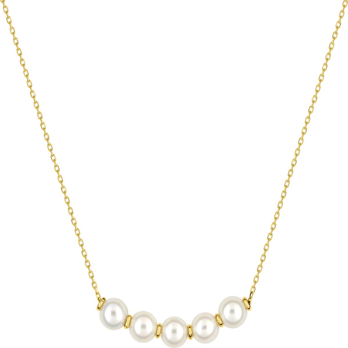 Collier Souple P. Blanches Aloïze Collection Signature – Or Jaune 9 Carats AU375