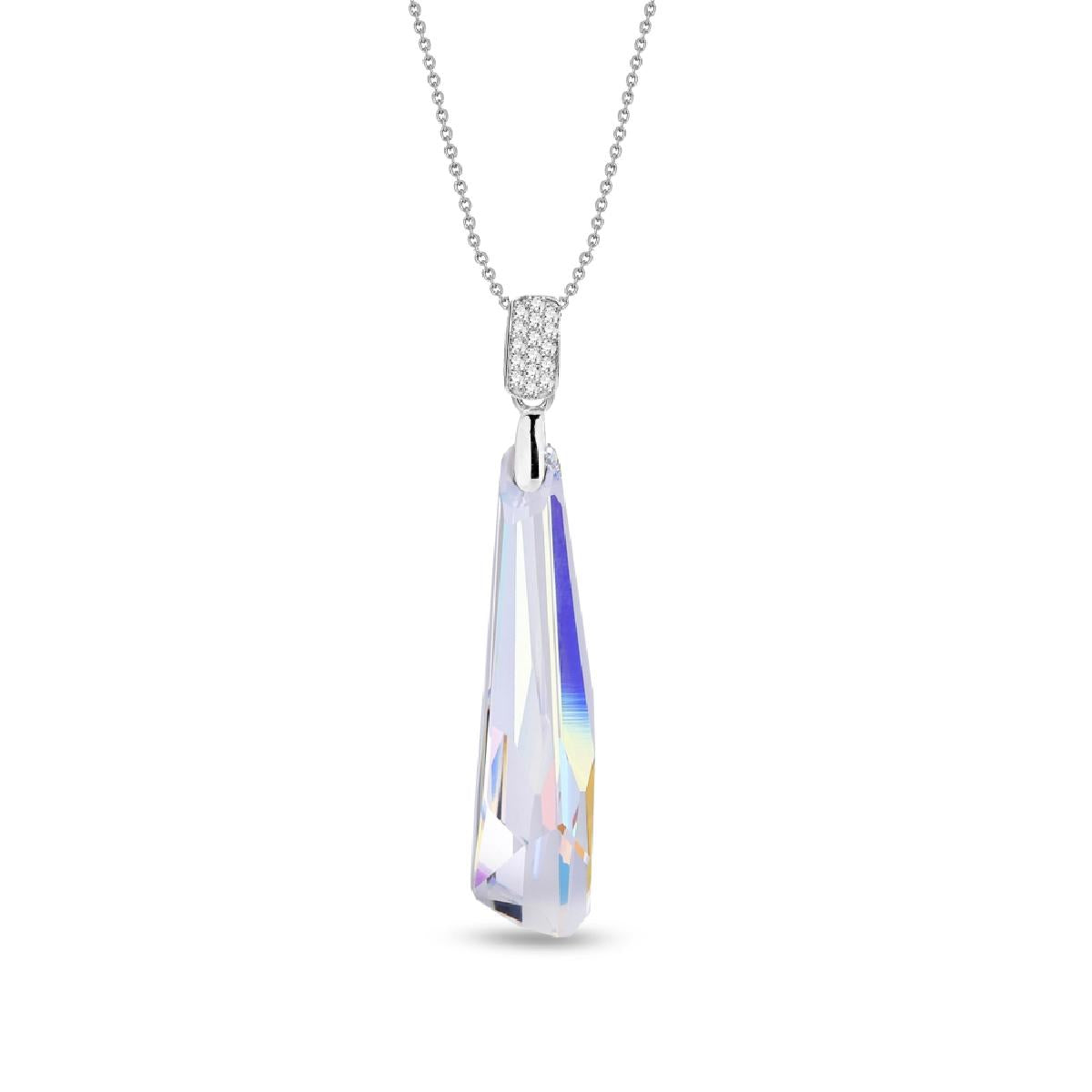 Collier AG925 Pavé d'Oxydes de Zirconium Brillants Icicle Multicolore – Argent 925/1000