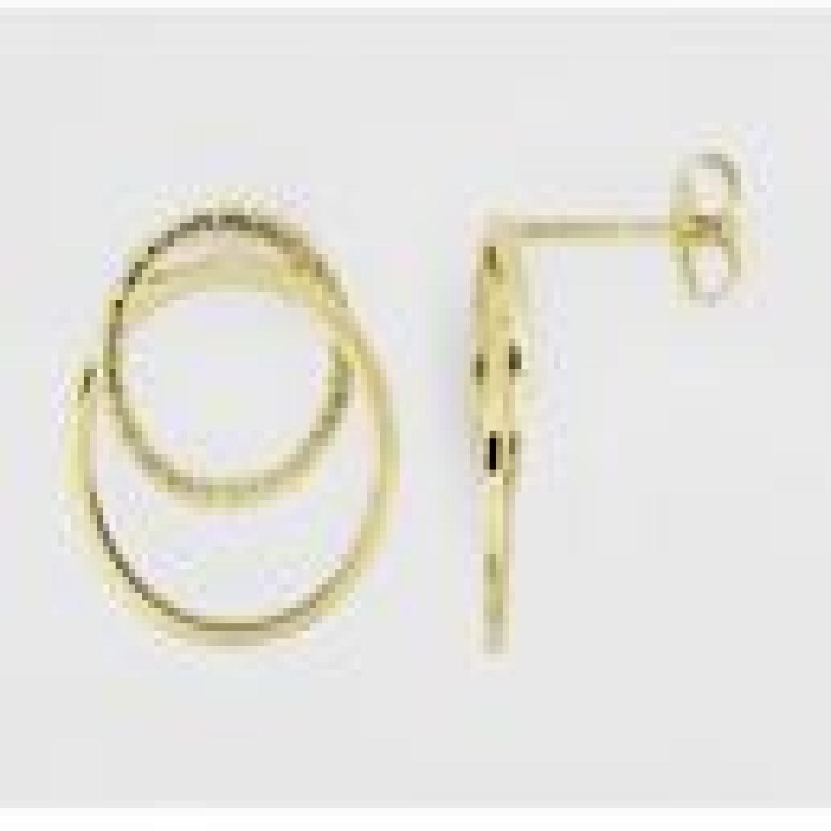 Créoles Dormeuses DORM Serti Moderne Grand Format Mat Longueur 17x15 mm – Plaqué Or