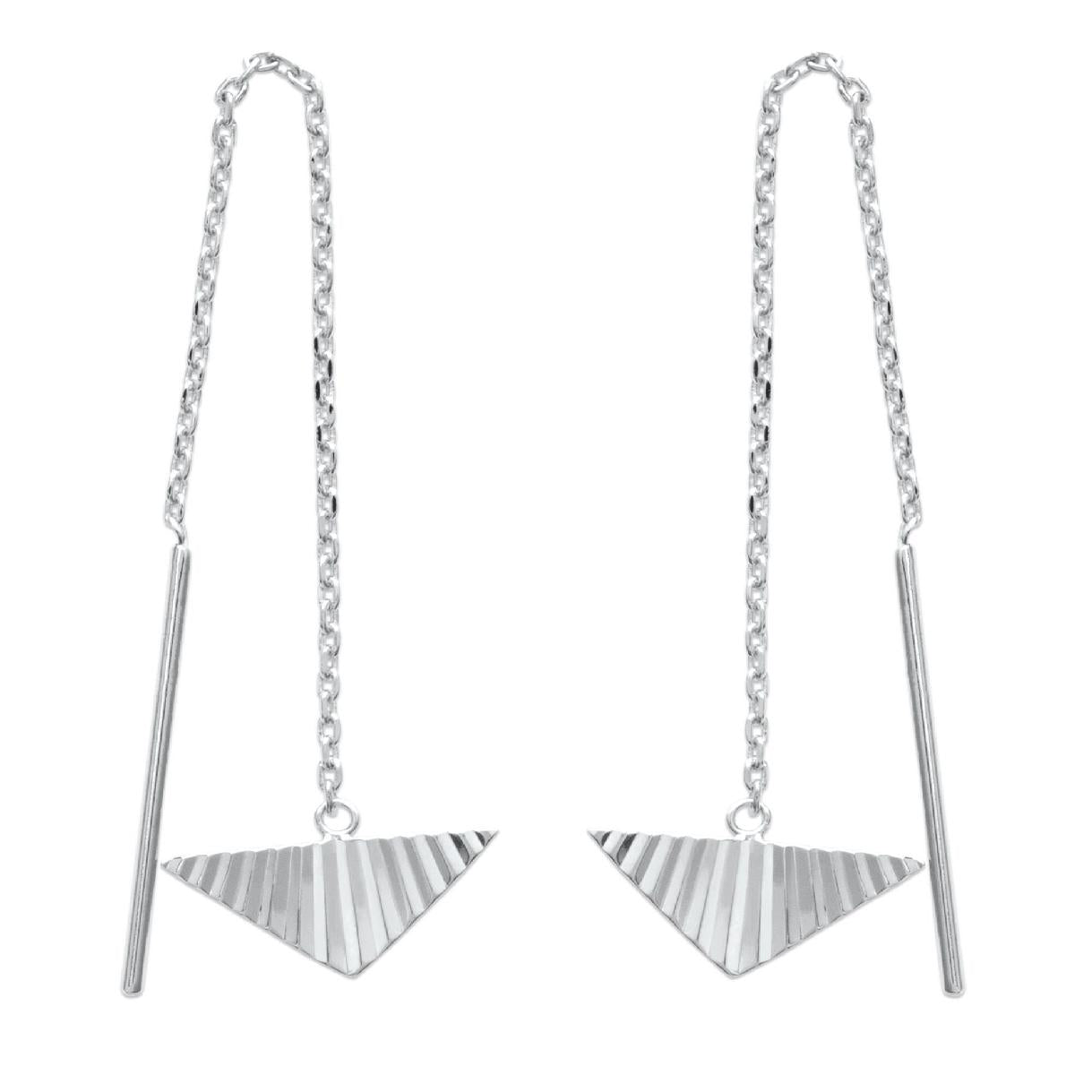 Boucles d'oreilles AG925 Longueur réglable Chaîne Fine Brillante – Argent rhodié 925/1000