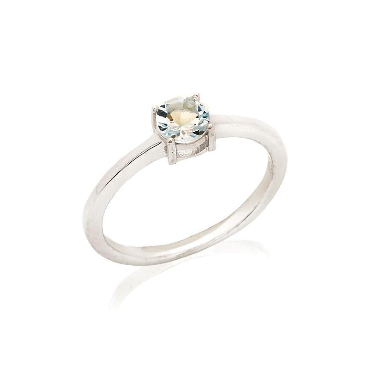 Solitaire Pierre De Couleur Avec Sertissage Discret Pour Bague Ou Collier – Aigue-marine – Argent 925