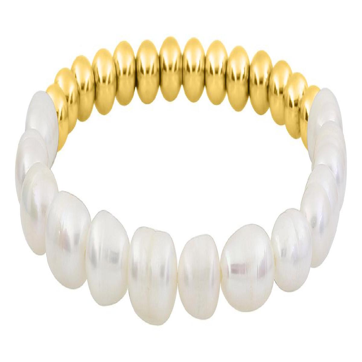Bracelet Souple Pour Femme P. Blanches Longueur Réglable Largeur Fine Version – Acier