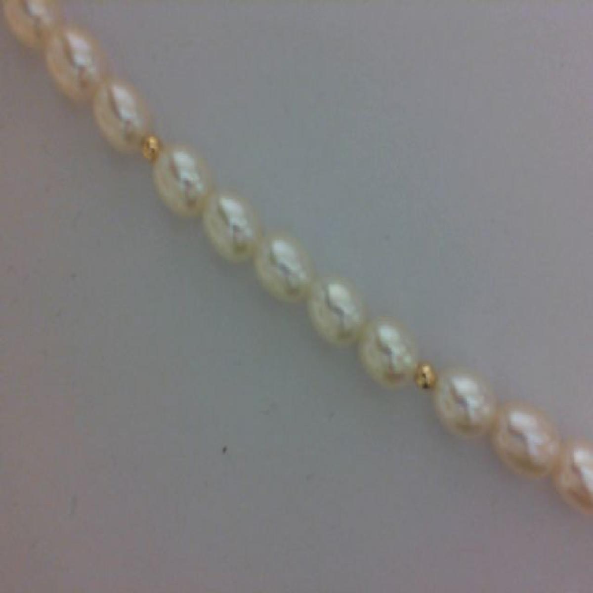 Bracelet en or 750 perles de cultures grain de riz et billes d'or 5/5.5 mm